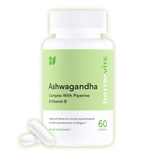 Bettervits Ashwagandha Complex with Piperine and Vitamin B - 60 Capsules Stress and Fatigue Support