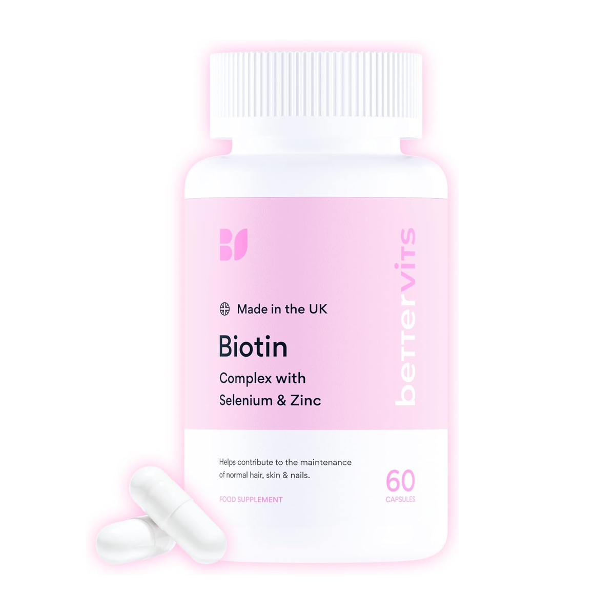 Bettervits Biotin Complex with Selenium and Zinc bottle, 60 capsules