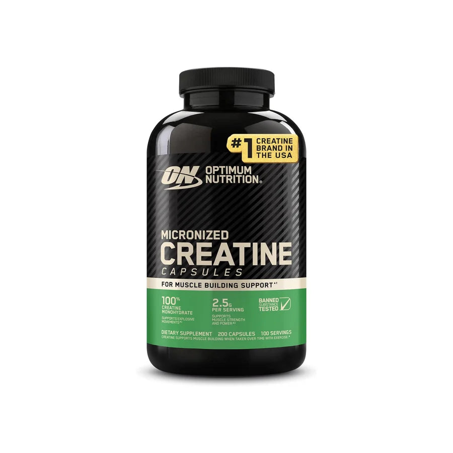 Optimum Nutrition Micronized Creatine Capsules | 100% Creatine Monohydrate | 200 Capsules