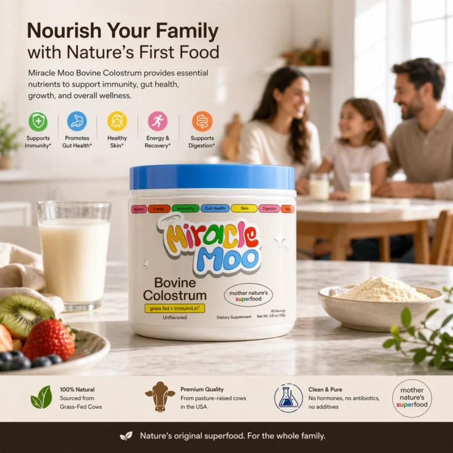 Miracle Moo Bovine Colostrum Supplement Unflavored Powder | Gut Feel + ImmuneLin