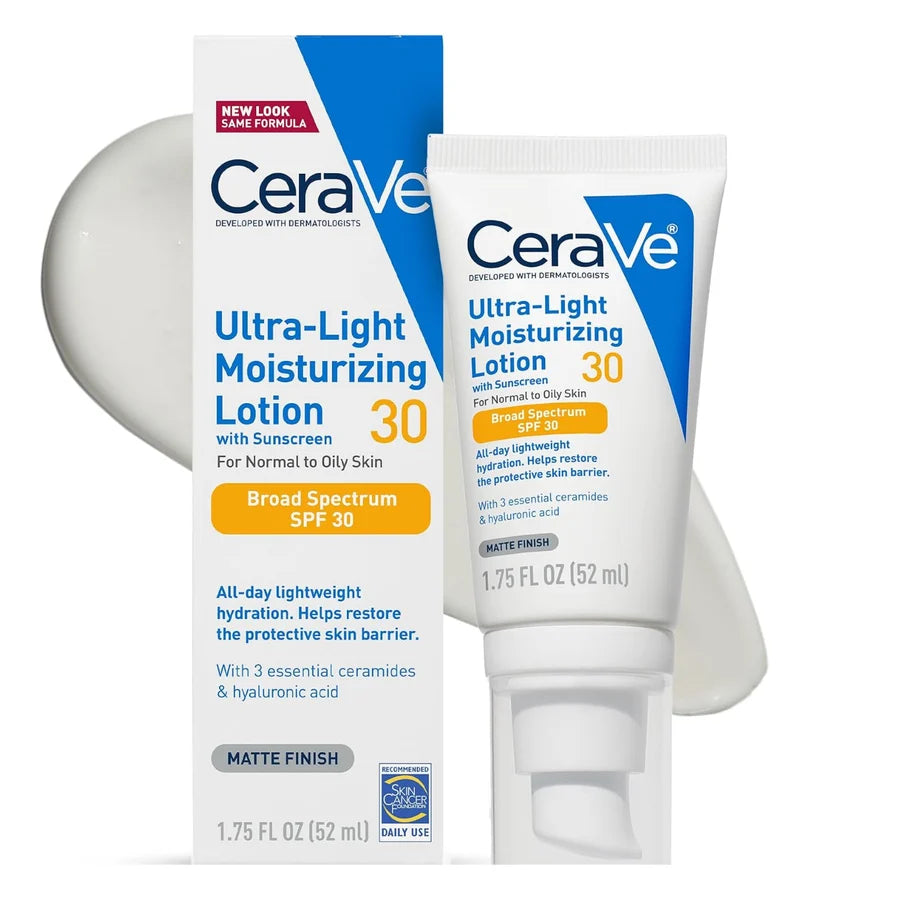 CeraVe Ultra-Light Moisturizing Lotion with Sunscreen Broad Spectrum SPF 30 | Normal to Oily Skin | 1.75 fl oz