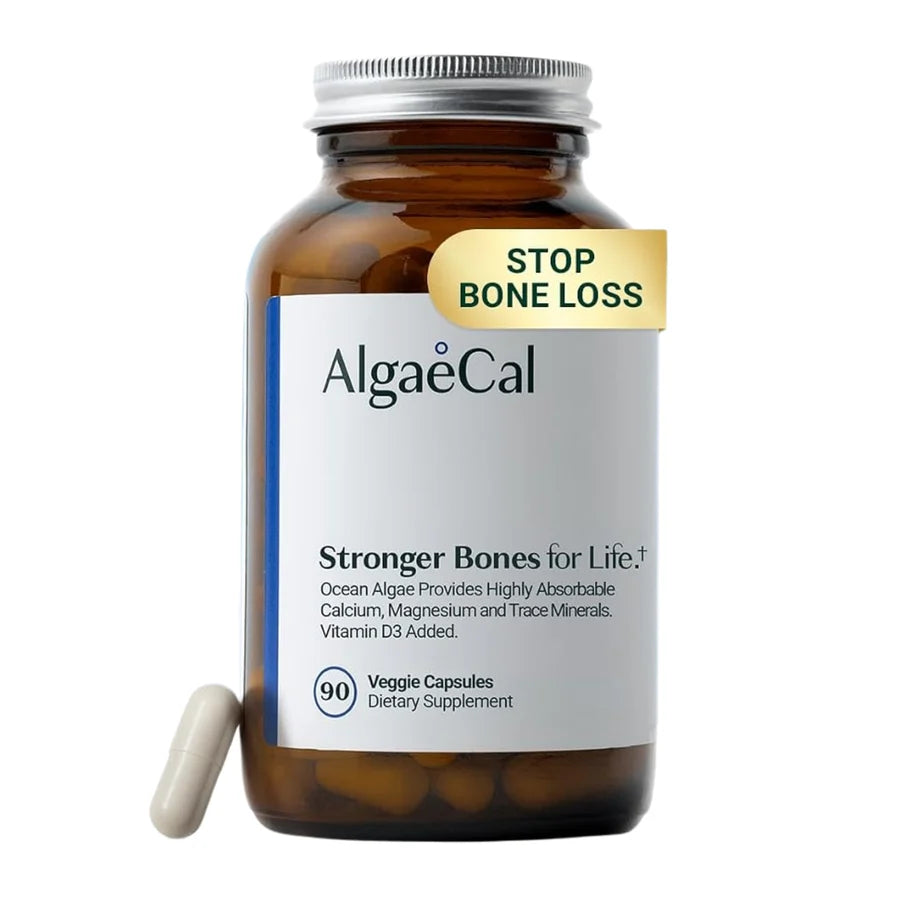 AlgaeCal Plant Calcium 90 Veggie Capsules | Calcium with Magnesium & Vitamin D3