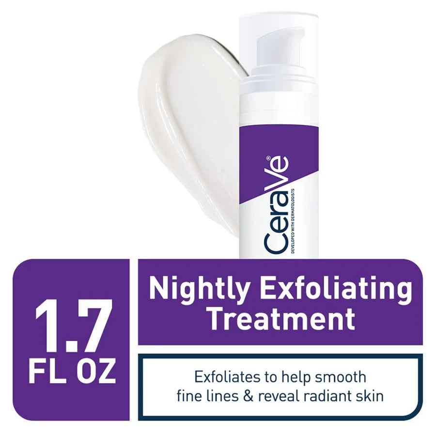 CeraVe Skin Renewing Nightly Exfoliating Treatment | 5% AHA Glycolic-Lactic Blend | Ceramides + Licorice Root | 1.7 fl oz / 50 ml
