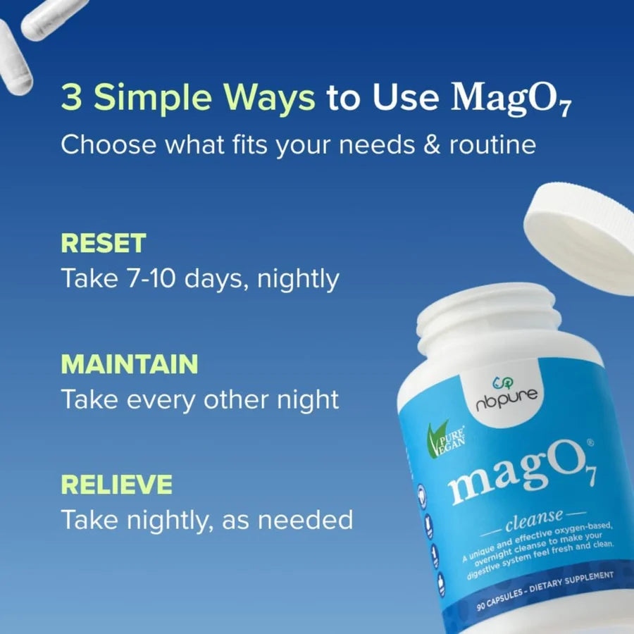 nbpure MagO7 Cleanse Oxygen-Based Overnight Digestive Cleanse 90 Capsules