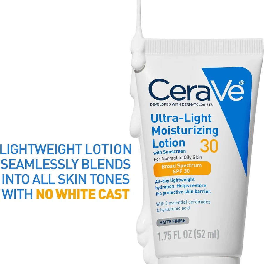 CeraVe Ultra-Light Moisturizing Lotion with Sunscreen Broad Spectrum SPF 30 | Normal to Oily Skin | 1.75 fl oz
