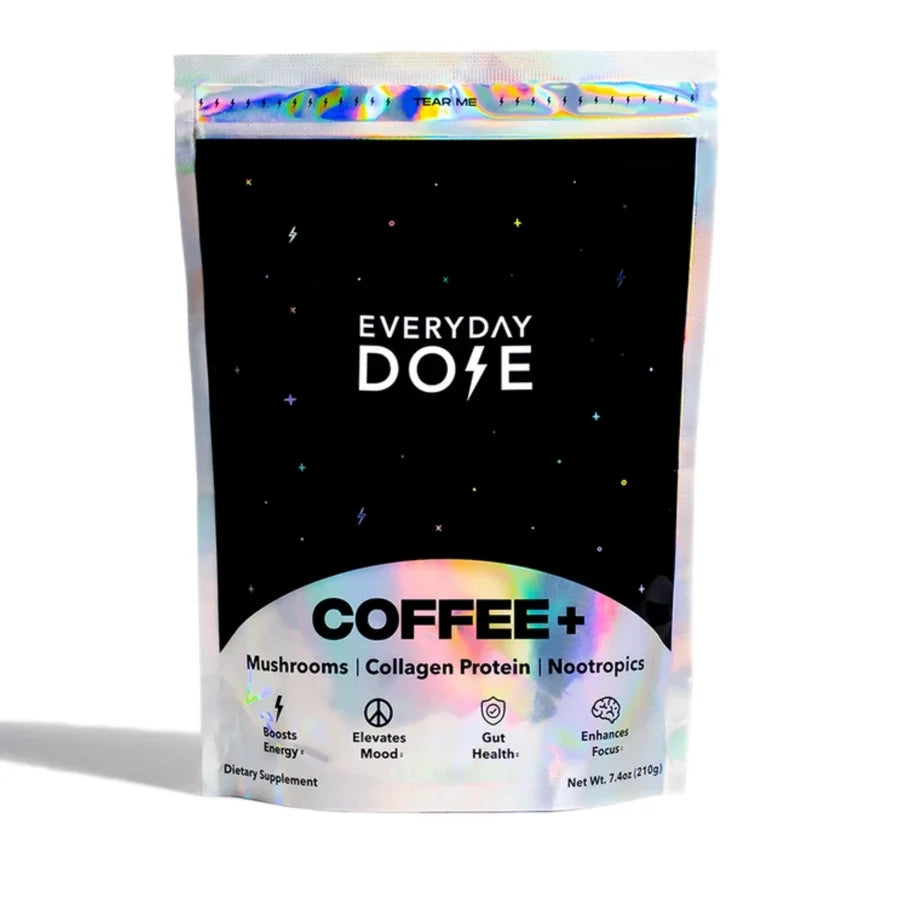 Everyday Dose Coffee+ Mushroom Coffee | Mushrooms + Collagen Protein + Nootropics | Boosts Energy, Elevates Mood, Gut Health, Enhances Focus | 30 Servings | 7.4 oz / 210g